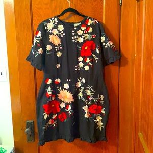 Black embroidered dress